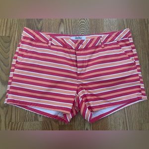 BeBop shorts red orange white sz 11 slight stretch w/back pockets casual